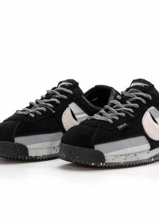 Модні чоловічі шкіряні кросівки,кеди, nike cortez union black grey(чорні з сірим)(41-45)4 фото