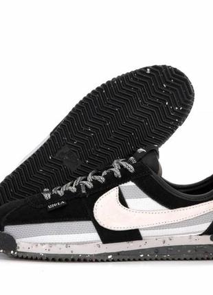 Модні чоловічі шкіряні кросівки,кеди, nike cortez union black grey(чорні з сірим)(41-45)6 фото