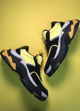 🌹новинка🌹   женские стильные кроссовки топ качества triple s v2 black yellow.