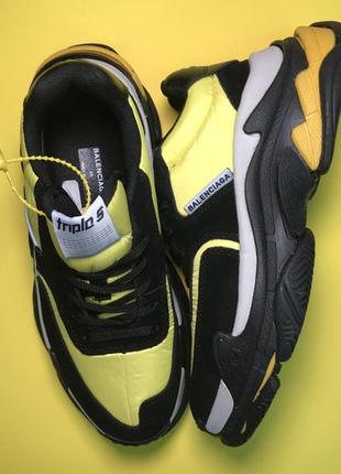 🌹новинка🌹 жіночі стильні кросівки топ якості triple s v2 black yellow.2 фото