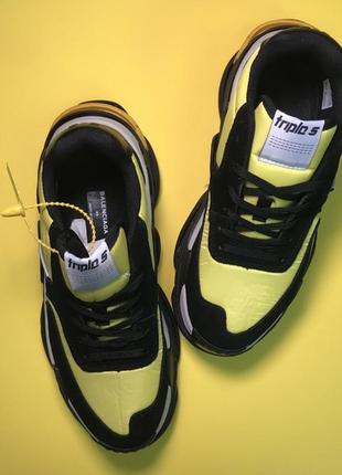🌹новинка🌹   женские стильные кроссовки топ качества triple s v2 black yellow.3 фото