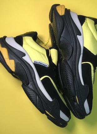 🌹новинка🌹   женские стильные кроссовки топ качества triple s v2 black yellow.4 фото