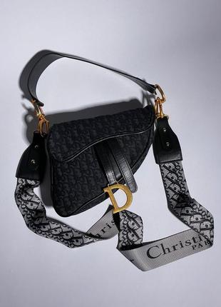 Сумка жіноча в стилі christian dior saddle textile black