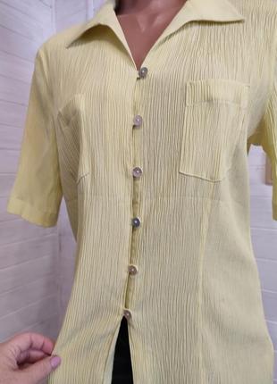 Красивая блузка рубашкой l-2xl из жатой ткани,есть микродефект2 фото