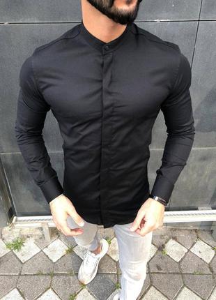 Чоловіча сорочка чорна / класичні хлопкові рубашки для чоловіків