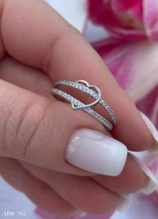 Серебряная кольца сердце 6