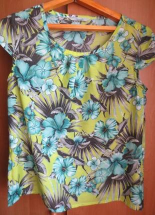 Распродажа! легкая яркая блузка с цветочным принтом. фирменная. peacocks1 фото