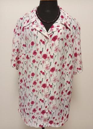 Блузка рубашка в цветочек жатка шёлк damart