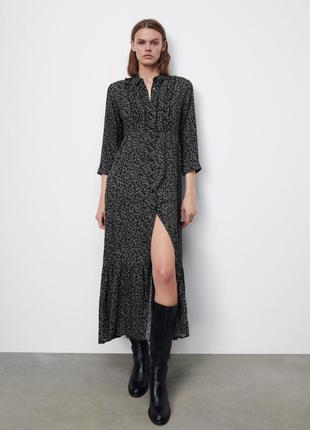 Zara вискозное платье с пуговицами xs