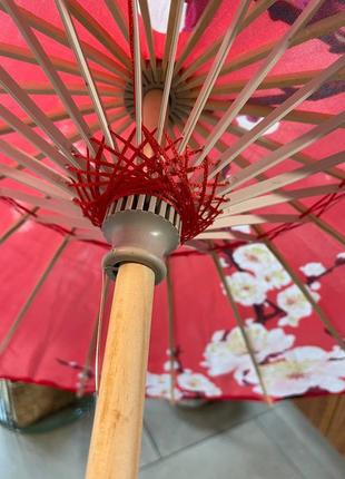 Новый красный бамбуковый зонтик, японский зонт для гейши, хаори, кимоно, для фотосета5 фото