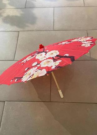 Новый красный бамбуковый зонтик, японский зонт для гейши, хаори, кимоно, для фотосета3 фото