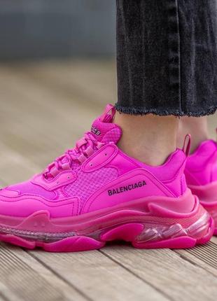 Кросівки у стилі balenciaga triple s dark pink