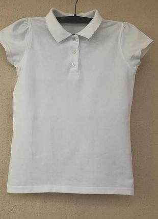 Брендовое белое поло для девочки