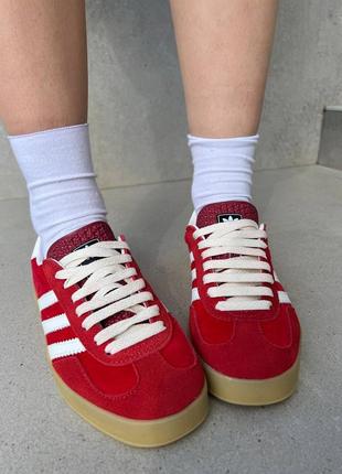 ❤️adidas gazelle x gu44i red velvet❤️36рр-45рр ❤️кроссовки адедас газель красные, кроссовки адедас красочное демисезонное8 фото