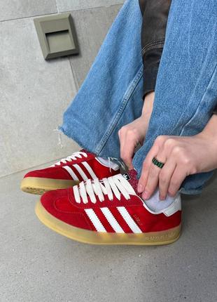 ❤️adidas gazelle x gu44i red velvet❤️36рр-45рр ❤️кроссовки адедас газель красные, кроссовки адедас красочное демисезонное4 фото