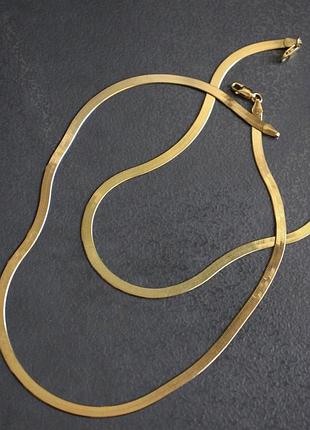 Срібний ланцюг s 925 позолочений золотом au 585 - ланцюжок широка змійка, стрічка ланцюжок 35 см-40 см