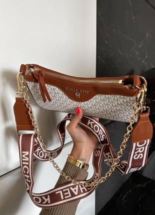 Женская сумка michael kors brown white8 фото