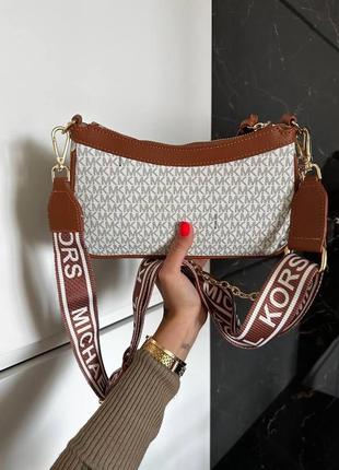 Женская сумка michael kors brown white4 фото