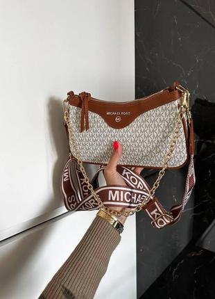 Женская сумка michael kors brown white5 фото