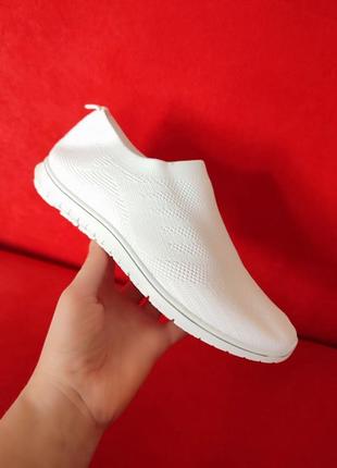 Білі сліпони мокасини літні кеди кросівки тканинні текстильні5 фото