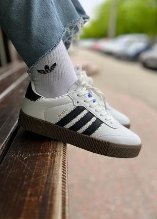 Женские кроссовки adidas samba white brown / smb