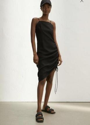 Новое черное платье h&amp;m с льном7 фото