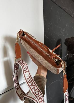 Женская сумка michael kors brown beige6 фото