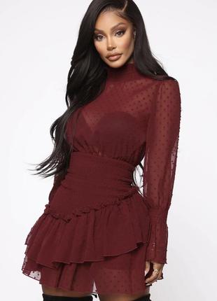 Бордова коротка сукня fashion nova