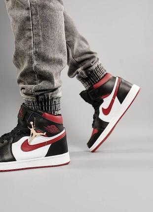 Nike air jordan 1 high black wine white9 фото