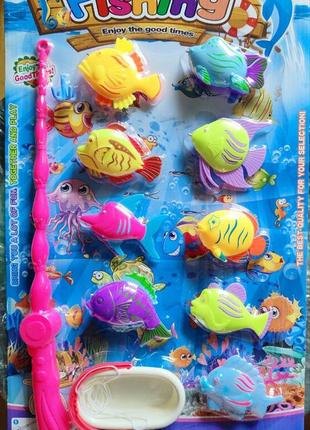 Риболовля рибалка ріболівля велика об'ємні рибки 9 шт. вудка кошика