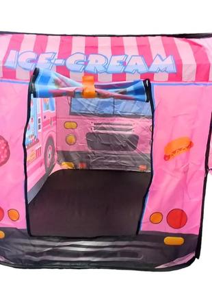 Детская игровая палатка фургончик с мороженым, палатка для девочки розовый домик для детей9 фото