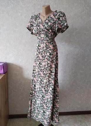 Максі-сукня халат на запах з квітковим принтом boohoo5 фото