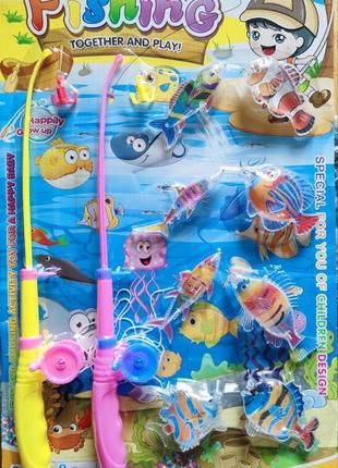 Риболовля рибалка ріболівля об'ємні рибки 8 шт. 2 вудки