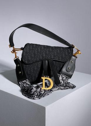 Сумочка у стилі christian dior saddle textile black