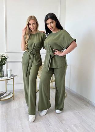 Стильный прогулочный брючный костюм двойка7 фото