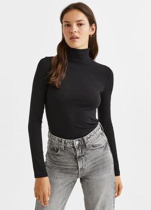 Базовый черный гольф в рубчик водолазка от h&m