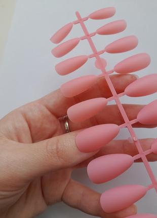Нігті накладні рожеві розпродаж матові рожево-персикові, набір накладних нігтів 24 шт