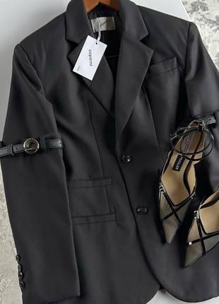 Пиджак жакет в стиле coperni черный с поясами на рукавах черный2 фото