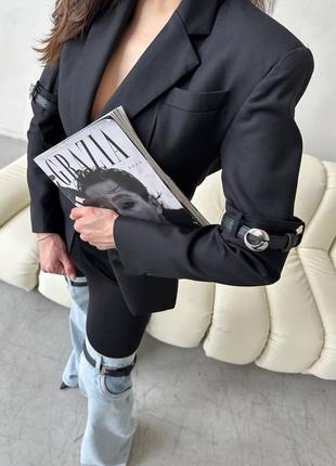Пиджак жакет в стиле coperni черный с поясами на рукавах черный6 фото