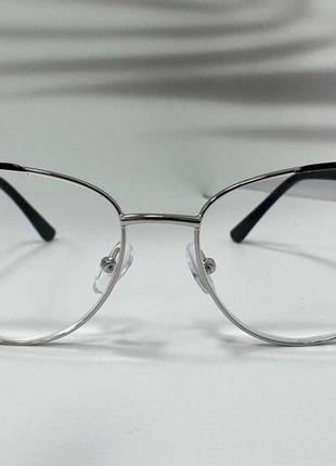Очки корректирующие для зрения лисички черно-белые в металлической оправе дужки на флексах4 фото