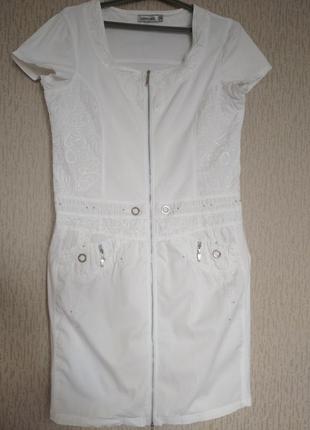 Біла котонова сукня на блискавці 🌼 lafei nier2 фото