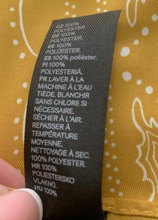 Бандана, шейный платок h&m горчичного цвета с геометрическим принтом турецкий огурец7 фото