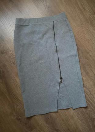 Стильная трикотажная юбка миди карандаш размер 8