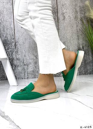 Сабо натуральні - loro , зелений, натуральна замша