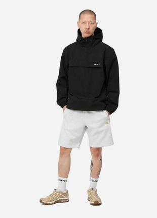 Куртка виндраннер carhartt wip windbreaker pullover (summer) black / white2 фото