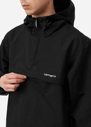 Куртка виндраннер carhartt wip windbreaker pullover (summer) black / white4 фото