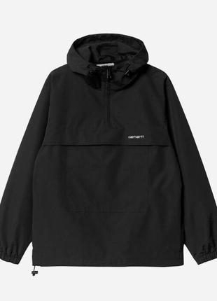 Куртка виндраннер carhartt wip windbreaker pullover (summer) black / white6 фото