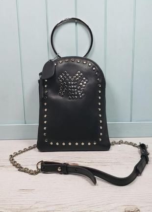 Женская стильная кожаная сумка черная жіноча шкіряна чорна3 фото