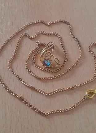 Цепочка подвес кулон цвет бижутер золот лаконич ланцюг аксес тренд