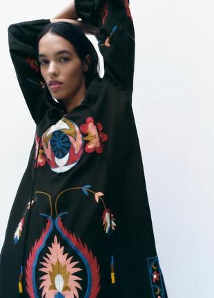 Невероятно красивое вышитое платье zara вышиванка в наличии 34 размер ✅